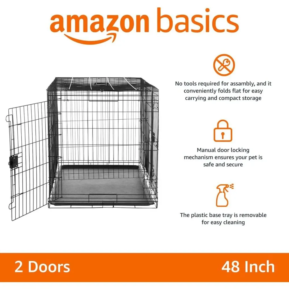 Wire Double Door Dog Crate 48x30x32.5in
